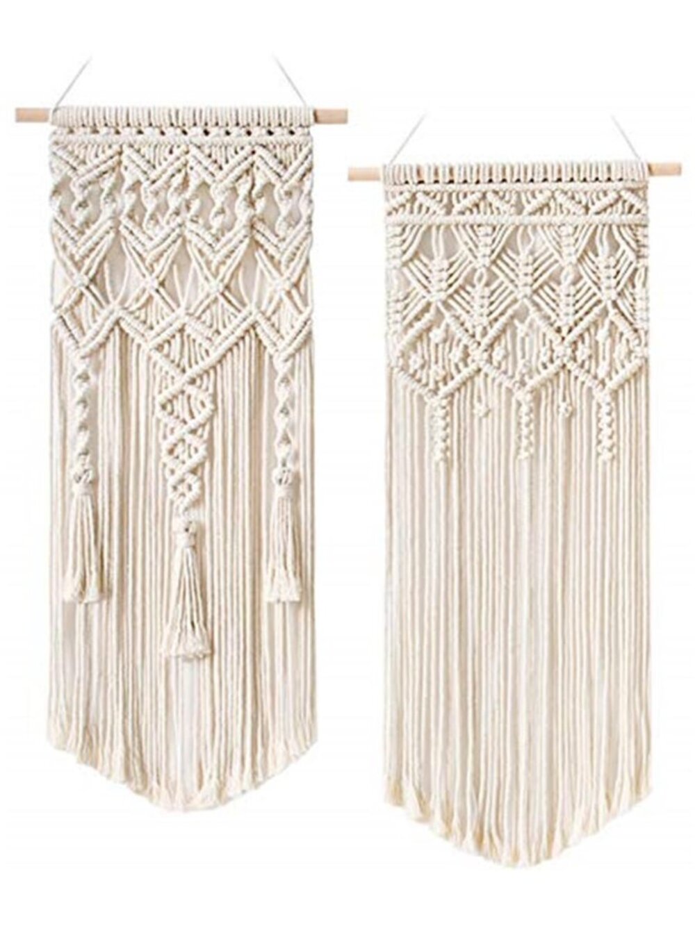 2 Pcs Macrame Woven Wall Hanging Boho Chic Geometric Art Decor Beautiful Bedroom